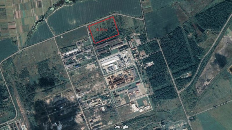 Земельна ділянка площею 8,29  га поруч з ТОВ «Техмаш» у  промисловій зоні міста